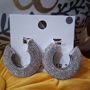 Forever 21 Chunky Rhinestone Hoops